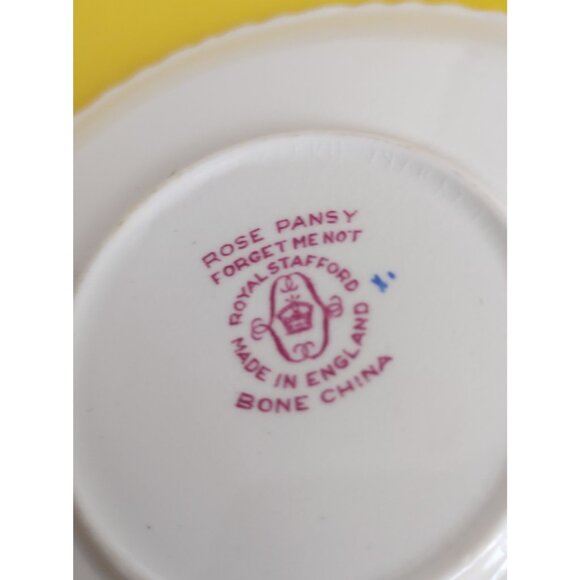 Royal Stafford England Cup & Saucer Set Forget me not pansies decorative handle. - Picture 10 of 11